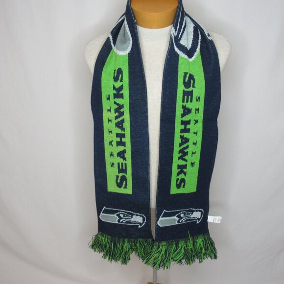 Seattle Seahawks Knit Scarf Forever 100% Acrylic Fringe - Picture 6 of 7